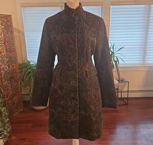 VTG Y2K Express Brocade Tapestry Floral Fitted Womens Coat Moody Romantic Size 6